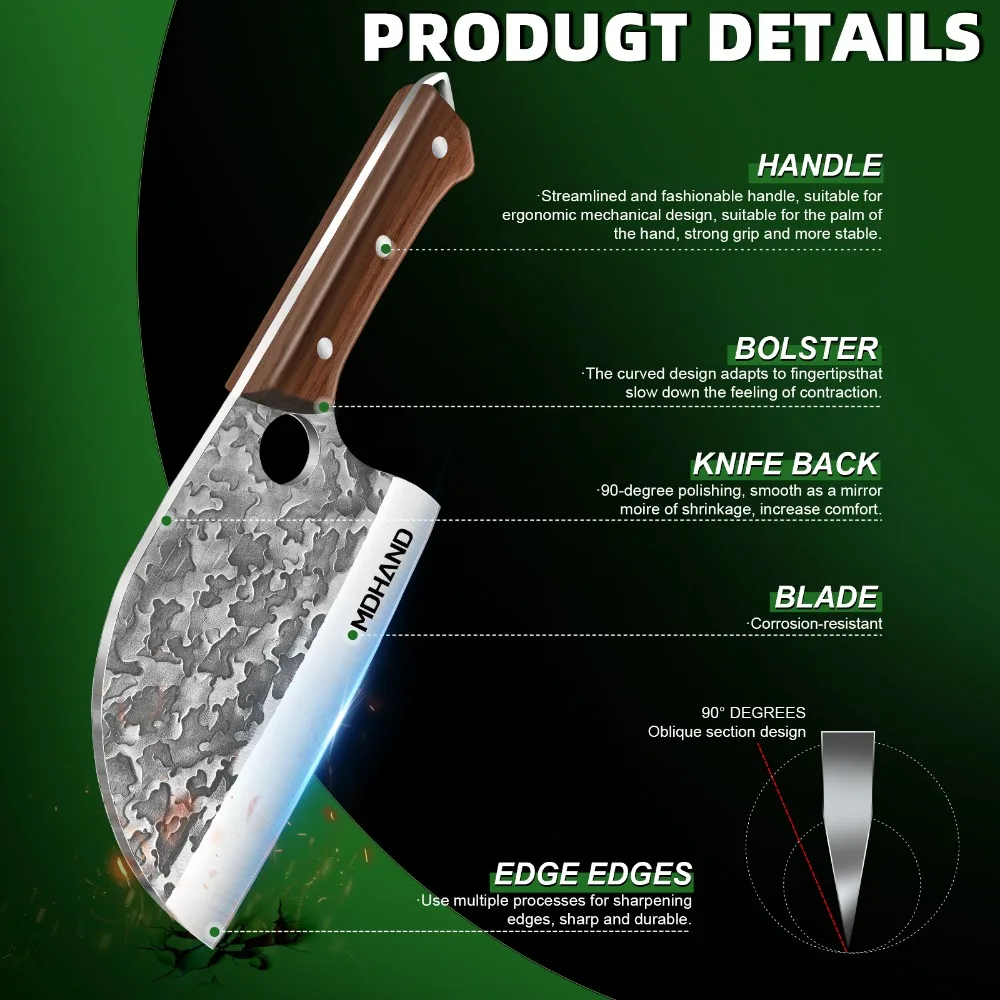 VivaKnives™ 7 Stainless Steel Chef Knife – Japanese Kitchen Cleaver Knife with Ergonomic Handle for Meat and Fish (2)